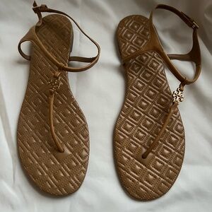 Tory Burch Brown Quilted Sandals